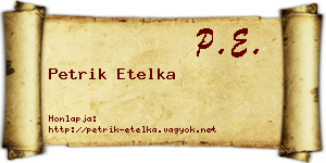 Petrik Etelka névjegykártya